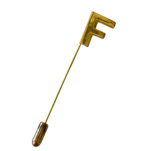 F stick pin lapel brooch initial monogram